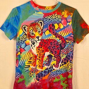 Lisa Frank Style Graphic T-Shirt – Colorful Retro Y2K Aesthetic – Size S